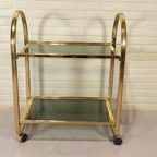 Vintage Italiaans Bar Cart Trolley, Goud thumbnail 14