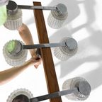 Vintage Plafondlamp / Luster : Glas & Chroom & Hout thumbnail 4