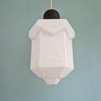 Skyscraper Art Deco Hanglamp In Witte Opaline, 1920-30 thumbnail 4