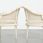 Set Van 2 Leuke Vintage Jaren 70 Design Stoelen Van Jonathan Adler Gemaakt Van Riet En Bamboe thumbnail 5