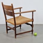 Vintage Bobbin Stoel Eik Hout Biezen ’30 Japandi Authentiek thumbnail 2