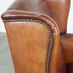 Comfortabele Vintage Engelse Stijl Schapenleren Oorfauteuil Met Een Prachtige Warme Kleurstelling thumbnail 13