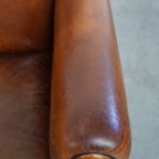 Set Van Twee Stoere Vintage Schapenleren Art Deco Stijl Design Fauteuils thumbnail 9