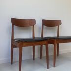 Vintage Houten Eetkamerstoelen Met Zwart Skai Leren Zitting thumbnail 7