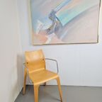 Vintage Abstract Schilderij Lee Reynolds '80 Lijst Messing thumbnail 3