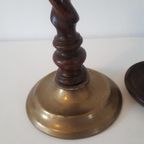 Set Van 2 Antieke Kandelaar Engelse Messing Kandelaars thumbnail 7