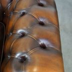 Prachtige Engelse Cognac Bruine Rundleren Chesterfield Fauteuil thumbnail 9