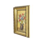 Oud Amateur Schilderij Bloemen Gouden Barok Lijst Bleyaert 28X23Cm thumbnail 2