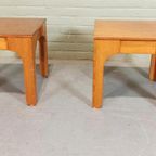 Set Van 2 Vintage Design Houten Bijzettafels Nachtkastjes thumbnail 13