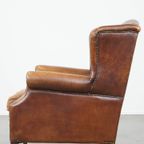 Comfortabele, Charmante Schapenleren Oorfauteuil Met Mooie Kleuren En Een Prachtig Patina thumbnail 6