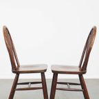 Set Van 6 Vintage Houten Windsor Spijlen Stoelen Uit De Jaren ’70 In Engelse Stijl thumbnail 10