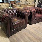 Ruime Chesterfield Zithoek 2-1-1 Zits Antiek Rood Rochester thumbnail 7
