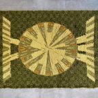 Groot Groen Vintage Rya Vloerkleed / Kleed, Scandinavisch Design thumbnail 3
