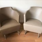 2x Italian Moroso Jules Leren Fauteuils By Enrico Franzolini thumbnail 5
