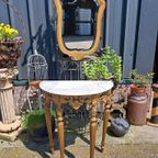 Antieke Console, Sidetable, Wandtafel Met Bijbehorende Spieg thumbnail 2