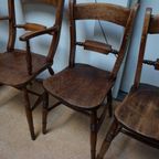 Antieke Engelse Windsor Oxford Eetkamerstoelen, Set Van 5 thumbnail 3