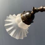 Antieke Art Nouveau Tafellamp Met Matglazen Kapje thumbnail 11