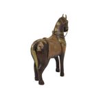 Vintage Houten Paard Belegd Met Koper Messing Beeld Sculptuur India 26Cm thumbnail 5