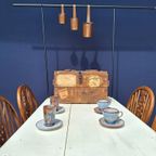Brocante Vintage Landelijke Eikenhouten Witte Eettafel Tafel thumbnail 9