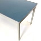 Vintage Gispen Eettafel / Bureau Met Blauw Blad Gemaakt In De Jaren '70 thumbnail 4