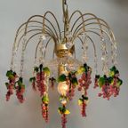 Vintage Roze Druiven Kroonluchter Hanglamp Kristal Geblazen thumbnail 13