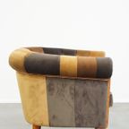 Unieke In Goede Staat Verkerende Stoffen Patchwork Chesterfield Clubfauteuil In Engelse Stijl thumbnail 4