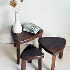 Set Vintage Bijzettafeltjes Nesting Tables Jaren 70 Brutalist thumbnail 4