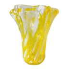 Vintage Glazen Vaas Murano Stijl Geel Wit Transparant thumbnail 3