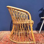 Vintage Jaren Vijftig Rotan Fauteuil, Rieten Stoel, Boho thumbnail 9