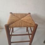 Rustiek Mid Century Krukje Met Biezen Zitting thumbnail 5