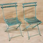 Set Oude Bistrostoelen Inklapbaar Vintage Zeegroen thumbnail 13