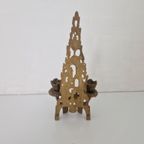 Brutalist Bronzen Judaica Wainberg Kandelaar Vintage thumbnail 4