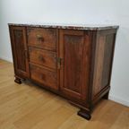 Vintage Antiek Dressoir, Tv Meubel Ladekast Met Marmer Blad thumbnail 8