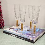 Vintage Champagne Glazen Flutes Amberkleurige Steel Geslepen Kelk (Set Van Vier) thumbnail 2