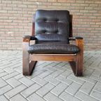 Vintage Fauteuil Slede Stoel Jaren 70 Leren Fauteuil Stoel thumbnail 12
