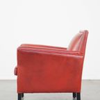 Comfortabele, Stijlvolle Rood Geverfde Armchair Gemaakt Van Schapenleer thumbnail 6