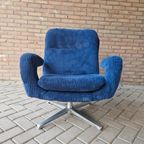 Vintage Fauteuil Nieuw Bekleed Ribstof Draaifauteuil thumbnail 5