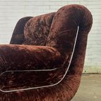 Vintage Italiaanse Fauteuil In Donkerbruin Velours thumbnail 6