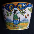 Paar Antieke Quimper Faience Kopjes En Schotels - Handgeschilderd Met Bretoens Décor thumbnail 4