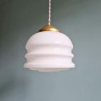Art Deco Hanglamp In Wit Opaline Glas, 1920-30 thumbnail 7