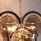 Vintage Hanglamp 6 Lichtpunten Rookglazen Schijven thumbnail 7