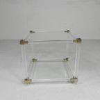 Hollywood Regency Salontafel Plexiglas, Glas, Messing, Jaren 70 thumbnail 6