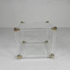 Hollywood Regency Salontafel Plexiglas, Glas, Messing, Jaren 70 thumbnail 6