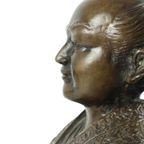 Bronzen Beeld Japanse Krijger Knielende Samoerai 20Ste Eeuw thumbnail 5
