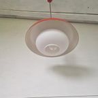 Vintage Opaline Design Hanglamp Rood Wit thumbnail 6