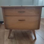 Vintage Nachtkast Bedside Table Nachtkastje Hout Lade thumbnail 2