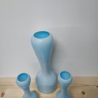 Set  Turquoise  Design Vazen Glaswerk Jaren 70 Glas. thumbnail 3