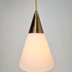 Set 2 Vintage Hanglamp Melkglas Messing Regency ‘70 Strak thumbnail 8