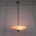 Art Deco Hanglamp Met Gewolkte Glazen Schaal, Jaren 30 thumbnail 4