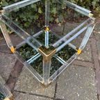 Hollywood Regency Bijzettafels Plexiglas, Glas, Messing 80S thumbnail 7